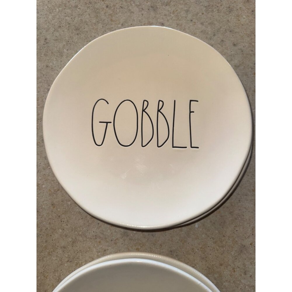Set of 4 Rae Dunn Artisan Collection By Magenta “Gobble” Dinner Plates - Picture 4 of 11
